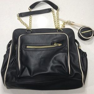 Steve Madden black gold hardware diaper bag